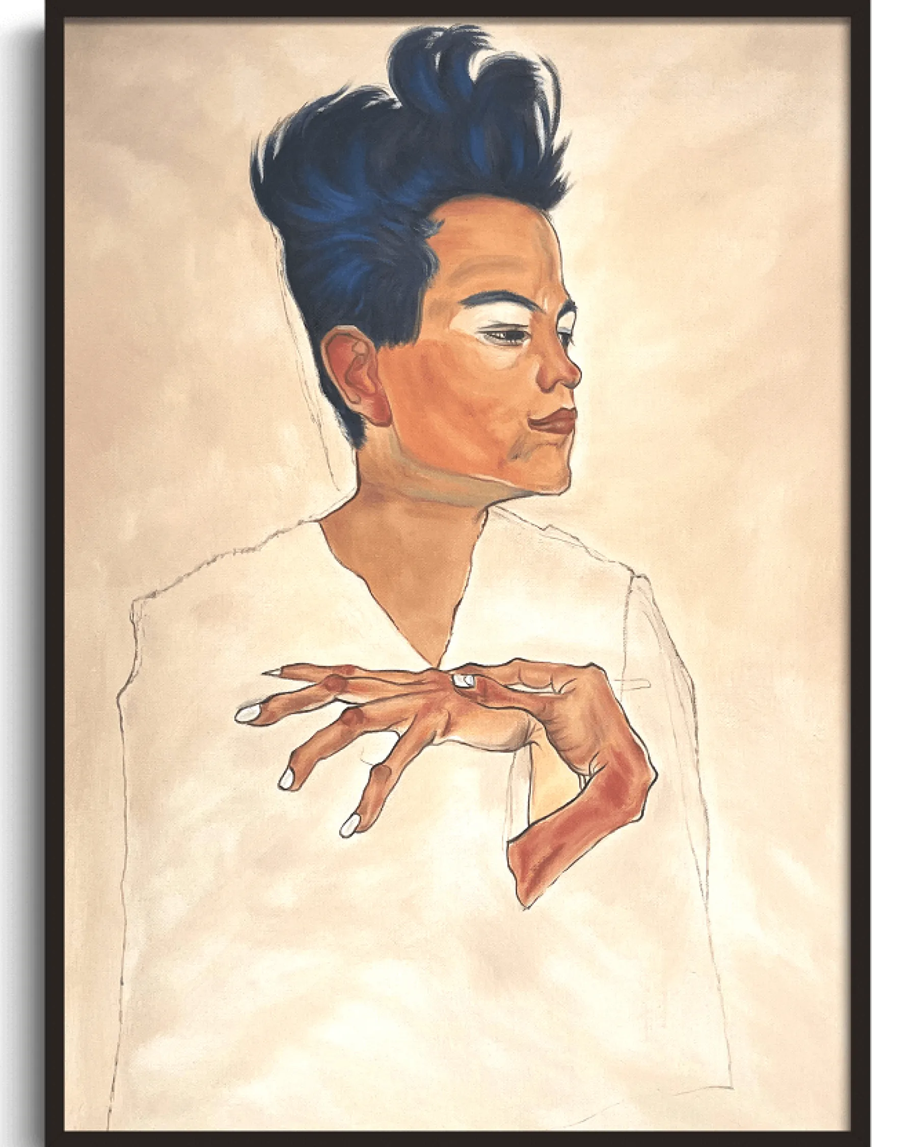 Clearance Autoportrait aux mains jointes sur la poitrine - Egon Schiele Schiele