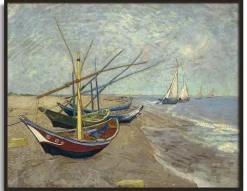 Cheap Bateaux de pêche sur la plage des Saintes-Maries - Vincent Van Gogh Van Gogh