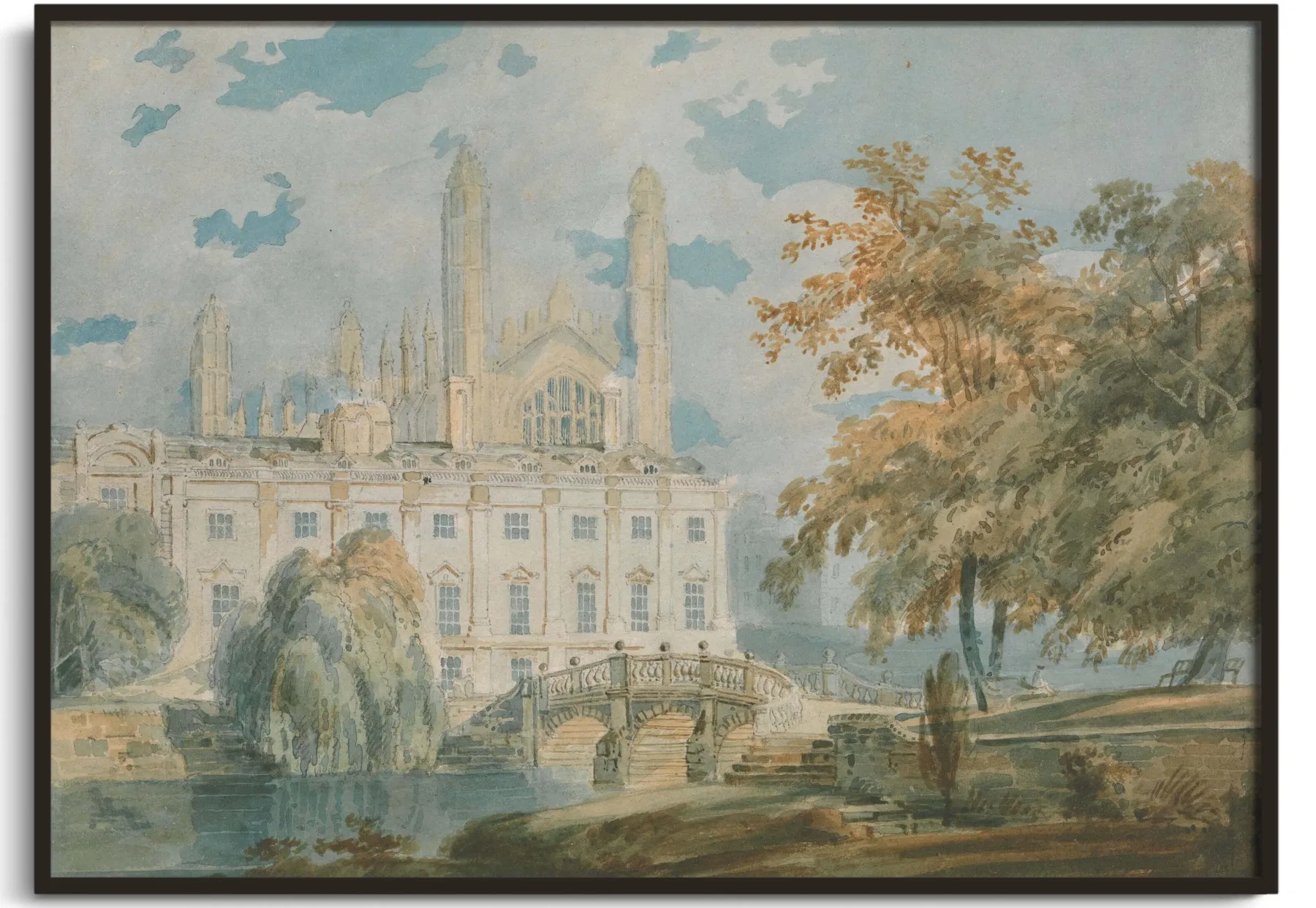 Cheap Clare Hall et King's College Chapel, Cambridge, depuis les rives de la rivière Cam - William Turner Turner