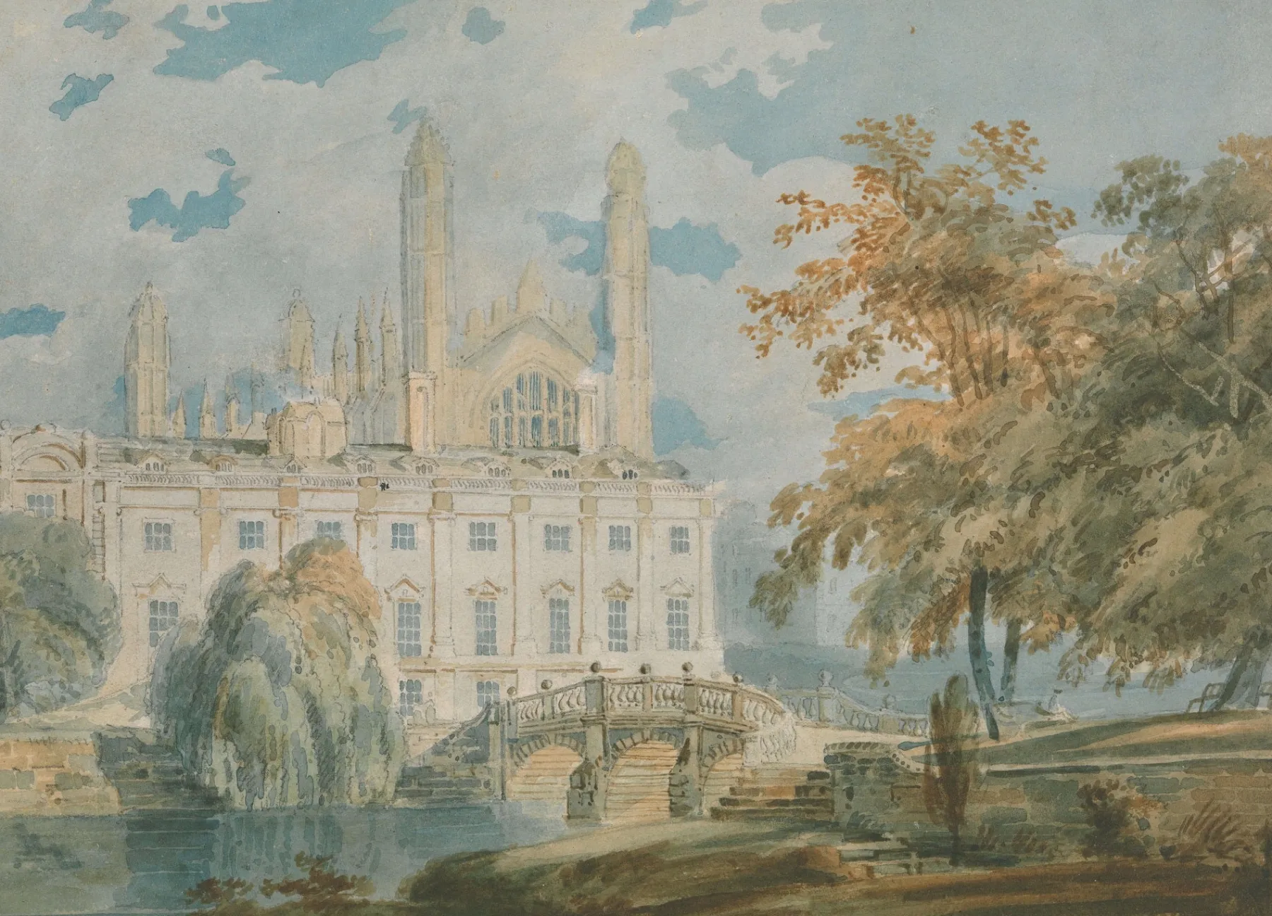 Cheap Clare Hall et King's College Chapel, Cambridge, depuis les rives de la rivière Cam - William Turner Turner