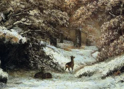 Discount La Remise des chevreuils en hiver - Gustave Courbet Courbet