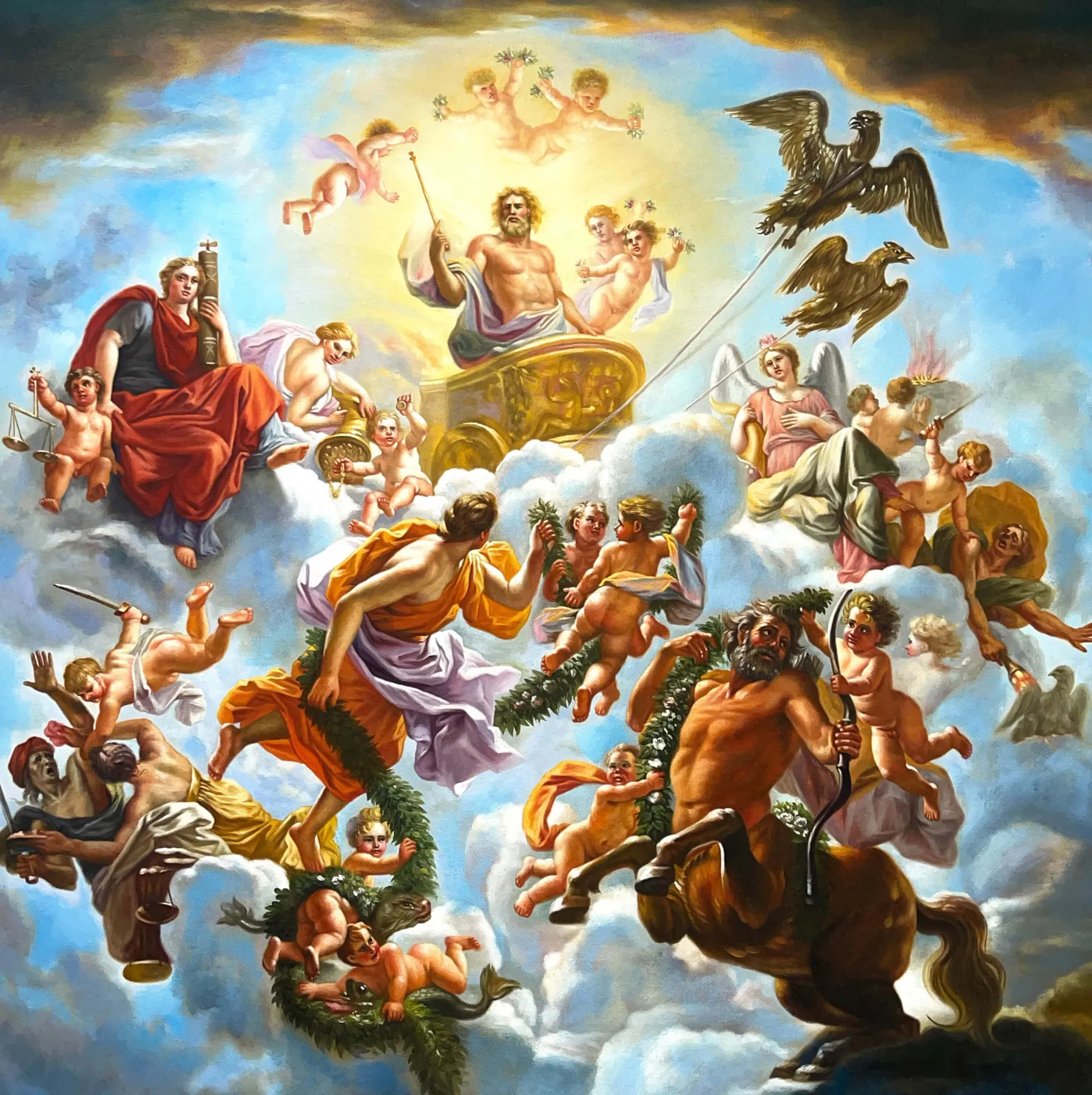 Clearance Le char de Jupiter entre la Justice et la Piété - Noël-Nicolas Coypel Coypel