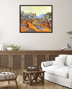 Best Oliviers avec ciel jaune et soleil - Vincent Van Gogh Van Gogh
