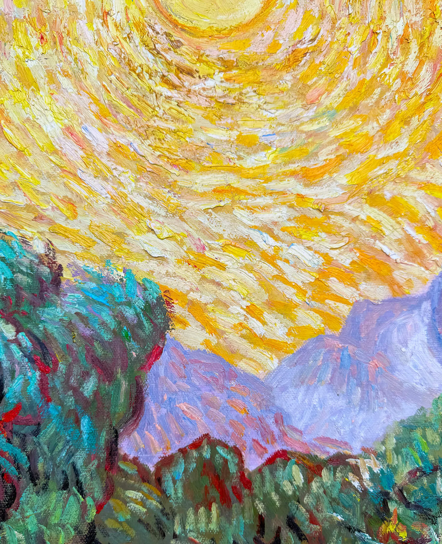 Best Oliviers avec ciel jaune et soleil - Vincent Van Gogh Van Gogh