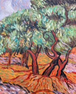 Best Oliviers avec ciel jaune et soleil - Vincent Van Gogh Van Gogh
