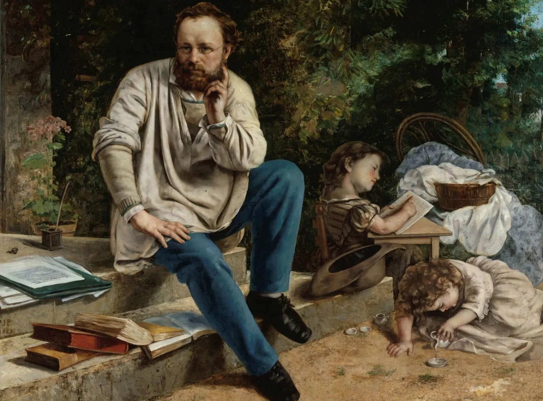 Online Pierre Joseph Proudhon et ses enfants en 1853 - Gustave Courbet Courbet