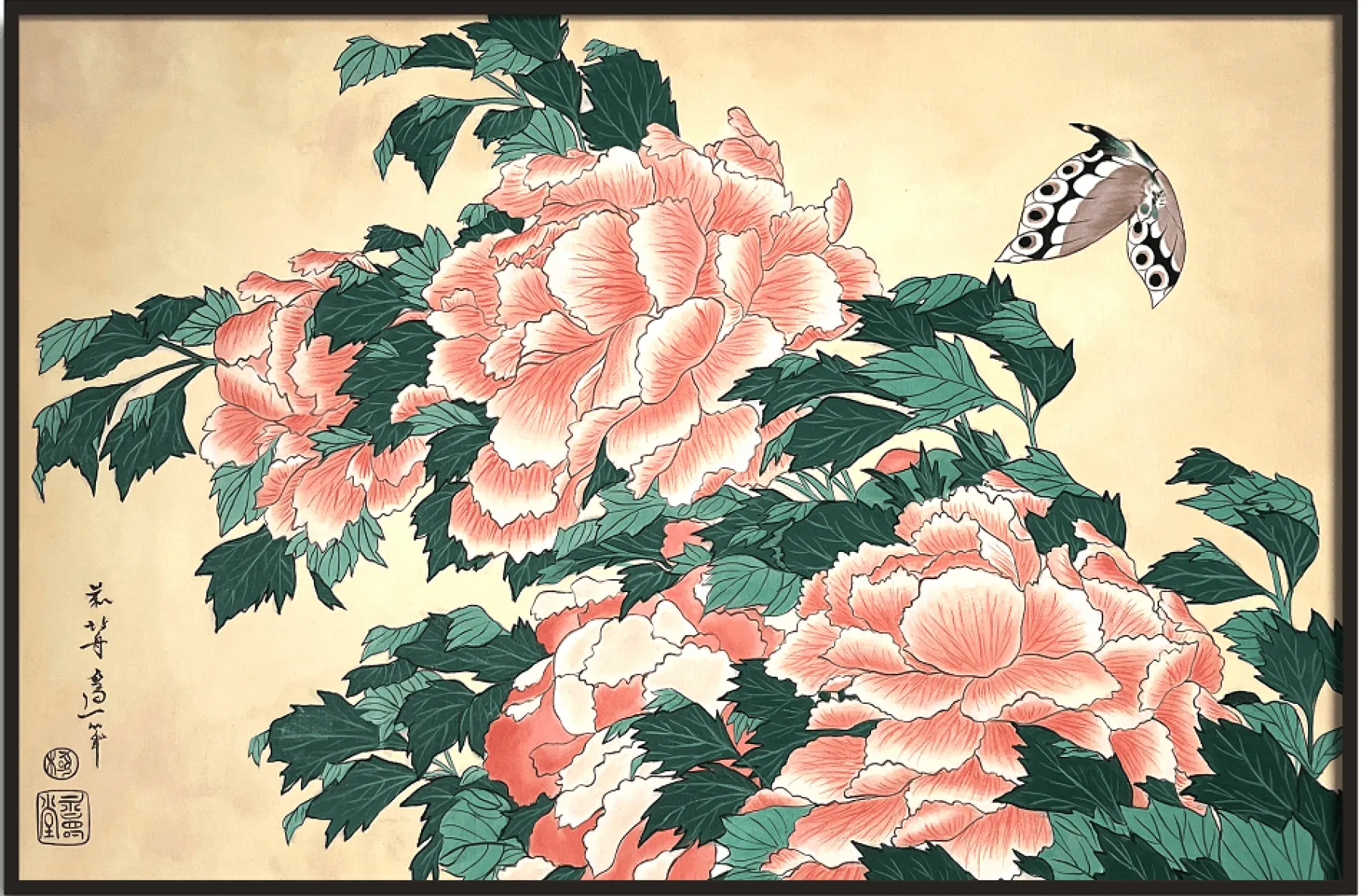 Fashion Pivoines et papillons - Hokusai Hokusai