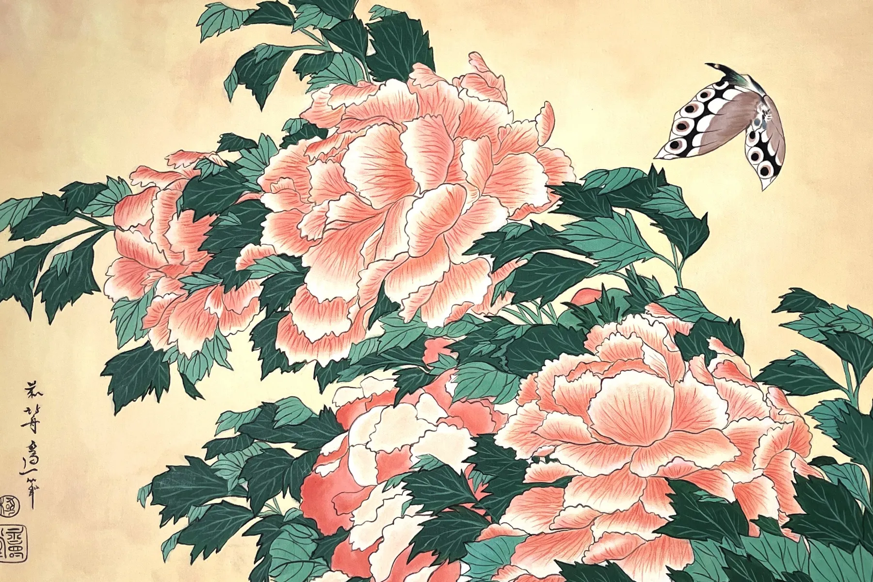 Fashion Pivoines et papillons - Hokusai Hokusai