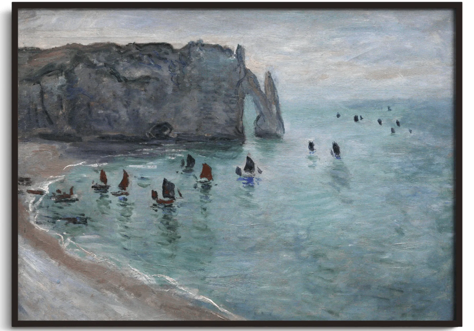 Clearance Étretat, la porte d'Aval: bateaux de pêche sortant du port - Claude Monet Monet