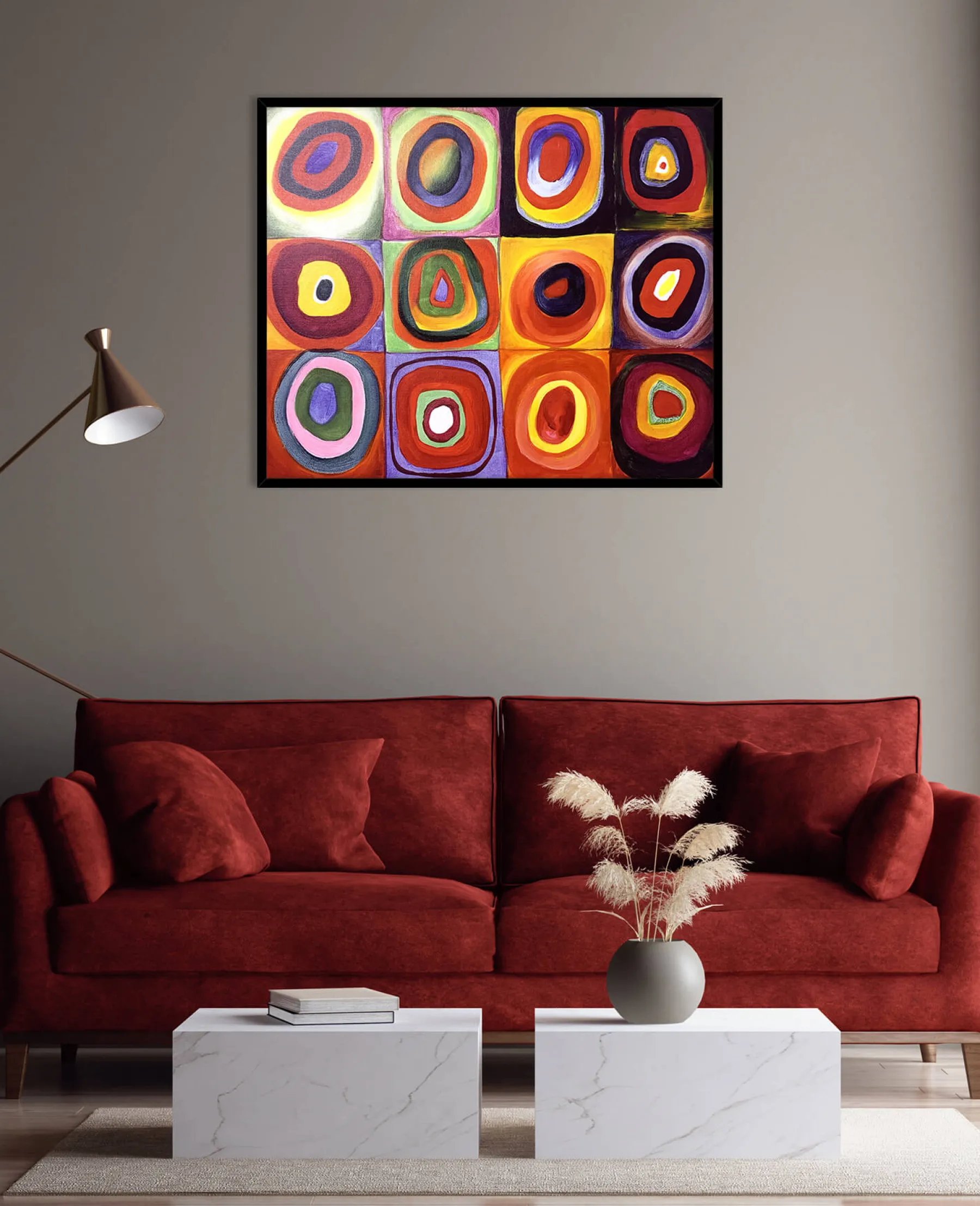 Outlet Étude de couleurs, carrés avec cercles concentriques - Vassily Kandinsky Kandinsky