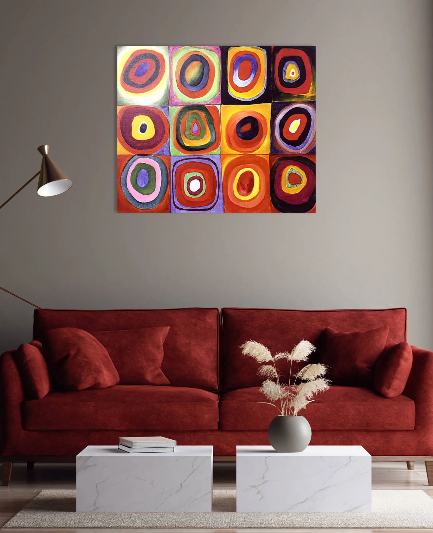 Outlet Étude de couleurs, carrés avec cercles concentriques - Vassily Kandinsky Kandinsky